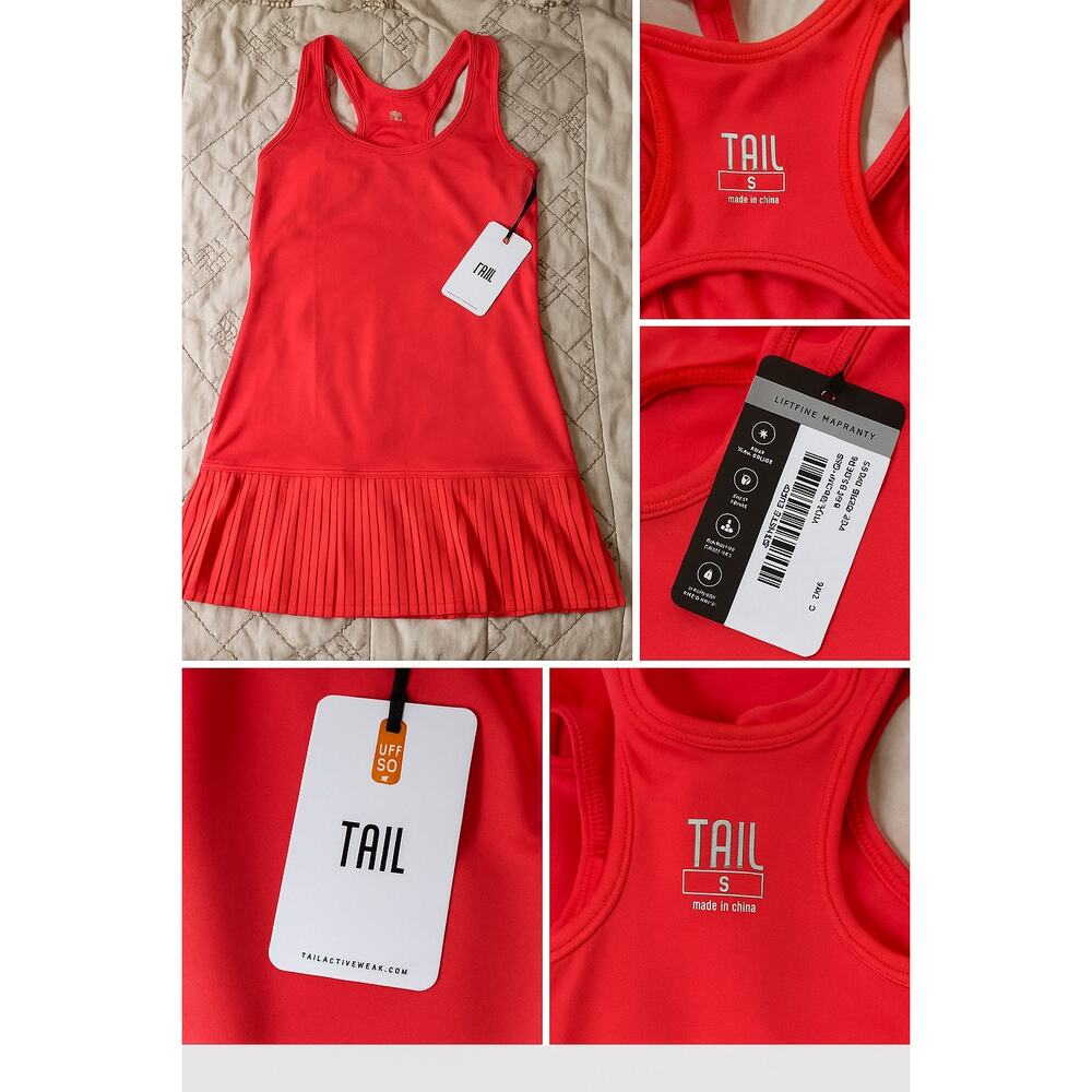 TAIL Activewear Pleated Racerback Dress – Coral Pink – Size Small – NWT